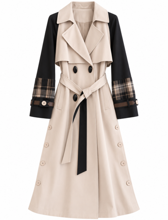 Contrast Belted Coat