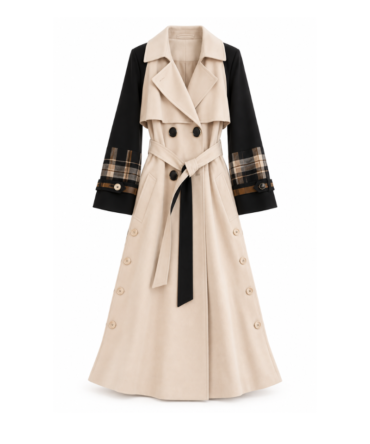 Contrast Belted Coat